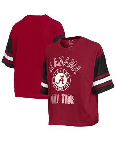 Pressbox Women's Crimson Alabama Crimson Tide Sunday Color Block Seal T-shirt In Burgundy