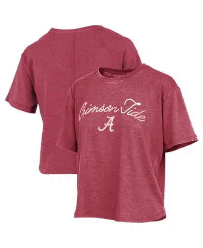 Pressbox Women's Crimson Alabama Crimson Tide Waist Length Script Over Logo T-shirt