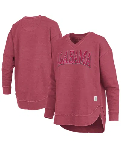 Pressbox Women's Crimson Alabama Crimson Tide Westin Poncho V-neck Pullover Sweatshirt In Pink
