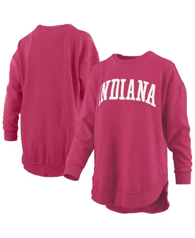 Pressbox Women's Crimson Indiana Hoosiers Melange Poncho Vintage Fleece Long Sleeve Pullover Sweatshirt In Red