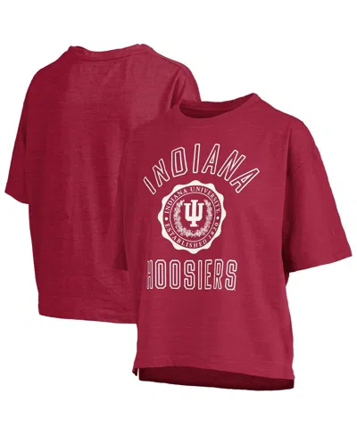 Pressbox Women's Crimson Indiana Hoosiers Motley Crew Bishop Waist Length Oversized Slub T-shirt In Burgundy