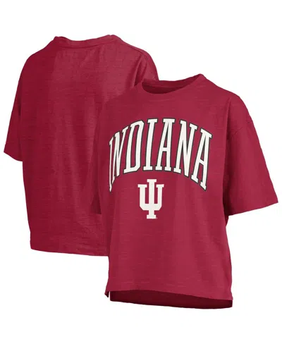 Pressbox Women's Crimson Indiana Hoosiers Nelson Arch Over Logo Waist Length Oversized Slub T-shirt In Red