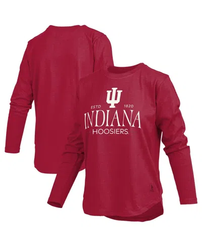 Pressbox Women's Crimson Indiana Hoosiers Silver On Long Sleeve T-shirt In Red