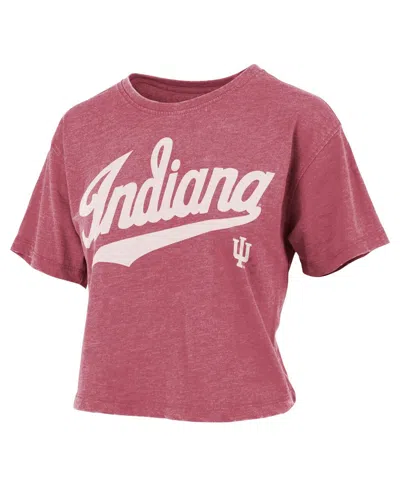 Pressbox Women's Crimson Indiana Hoosiers Team Script Harlow Vintage-like Waist Length T-shirt In Pink