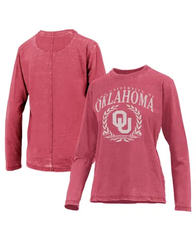 Pressbox Women's Crimson Oklahoma Sooners Chandler Olive Leaf Arch Long Sleeve T-shirt In Red