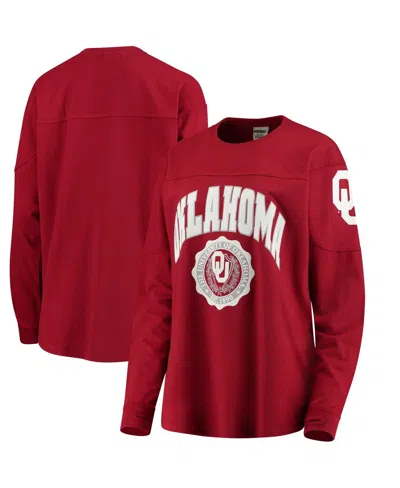 Pressbox Crimson Oklahoma Sooners Edith Long Sleeve T-shirt