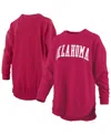Pressbox Women's Crimson Oklahoma Sooners Melange Poncho Vintage Fleece Long Sleeve Pullover Sweatshirt In Pink