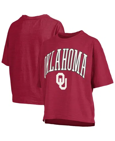 Pressbox Crimson Oklahoma Sooners Nelson Arch Over Logo Waist Length Oversized Slub T-shirt In Red