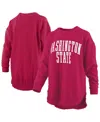 Pressbox Women's Crimson Washington State Cougars Melange Poncho Vintage Fleece Long Sleeve Pullover Sweatshi
