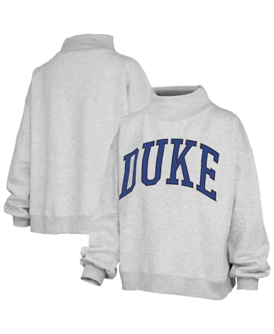 Pressbox Women's Duke Blue Devils Nelson Oversized Mock Neck Sweatshirt In Gray
