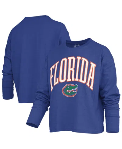 Pressbox Women's Florida Gators Motley Long-sleeve Boxy Burnout T-shirt In Royal