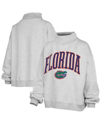 Pressbox Women's Florida Gators Nelson Texture Lingo Oversized Mock Neck Sweatshirt In Gray
