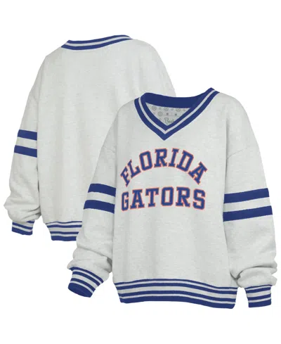 Pressbox Women's Florida Gators Oates V-neck Oversized Sweatshirt In Gray