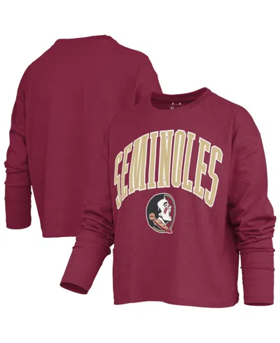 Pressbox Women's Florida State Seminoles Motley Boxy Waist-length Long-sleeve T-shirt In Garnet