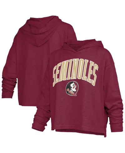 Pressbox Women's Florida State Seminoles Nelson Oversized Slub Hooded Long-sleeve T-shirt In Garnet
