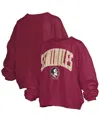 Pressbox Women's Garnet Florida State Seminoles Janise Arch Over Logo Waist Length Oversized Pullover Sweatsh In Burgundy