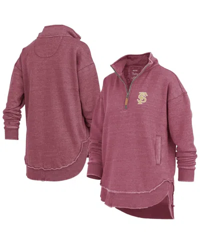 PRESSBOX WOMEN'S GARNET FLORIDA STATE SEMINOLES NORTHFORK SOJOURN PONCHO QUARTER-ZIP SWEATSHIRT