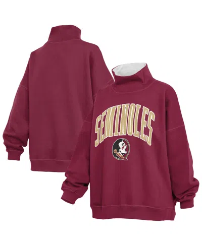Pressbox Women's Garnet Florida State Seminoles Oversized Mock Neck Sweatshirt In Purple