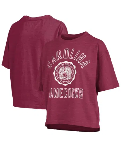 Pressbox Women's Garnet South Carolina Gamecocks Motley Crew Bishop Waist Length Oversized Slub T-shirt In Burgundy