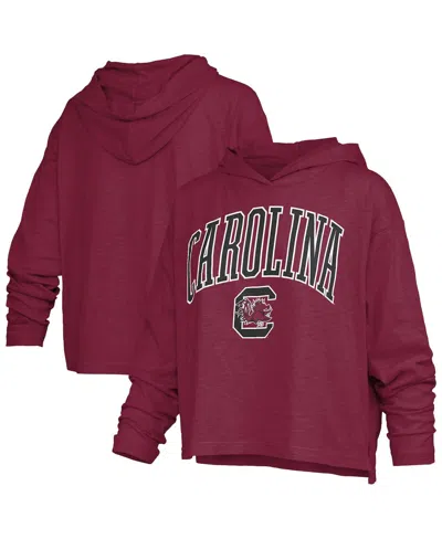 Pressbox Women's Garnet South Carolina Gamecocks Nelson Arch Over Logo Long Sleeve Hooded Slub T-shirt In Burgundy