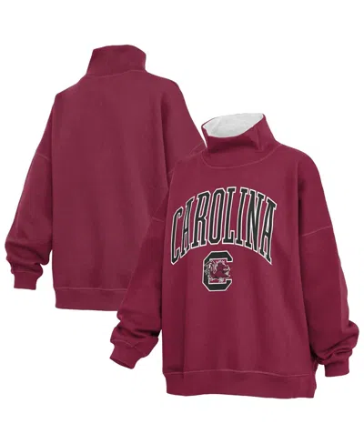 Pressbox Women's Garnet South Carolina Gamecocks Oversized Mock Neck Sweatshirt In Burgundy