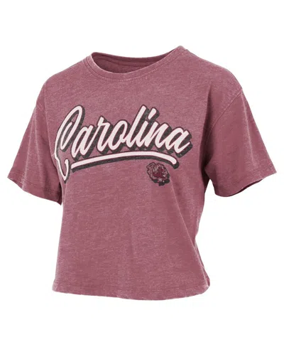 Pressbox Women's Garnet South Carolina Gamecocks Team Script Harlow Vintage-like Waist Length T-shirt In Pink
