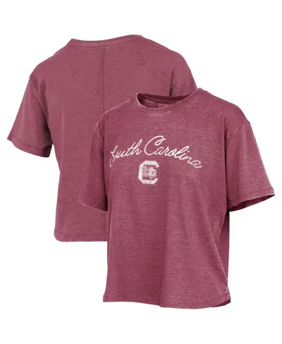 Pressbox Women's Garnet South Carolina Gamecocks Waist Length Script Over Logo T-shirt In Burgundy