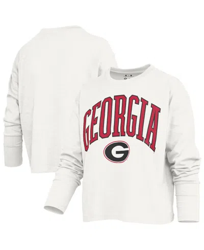 Pressbox Women's Georgia Bulldogs Motley Boxy Waist-length Long-sleeve T-shirt In White