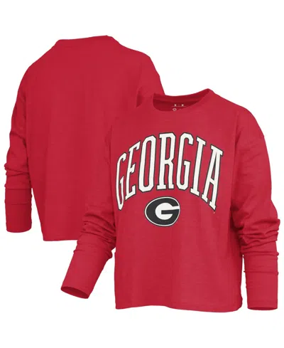 Pressbox Women's Georgia Bulldogs Motley Long-sleeve Boxy Burnout Cotton-blend T-shirt In Red