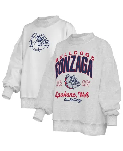 Pressbox Women's Gonzaga Bulldogs Reversible Mock Neck Sweatshirt In Heather Gray
