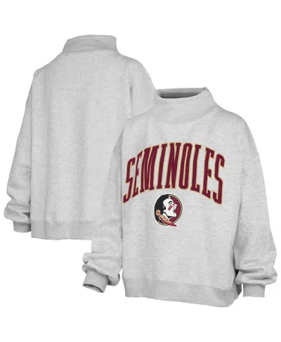 Pressbox Women's Gray Florida State Seminoles Nelson Texture Lingo Mock Neck Fleece Sweatshirt