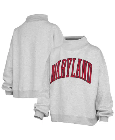 Pressbox Women's Gray Maryland Terrapins Oversized Nelson Mock Neck Sweatshirt