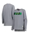 Pressbox Women's Gray Oregon Ducks Pinehurst Chenille Raglan Pullover Sweatshirt In Black