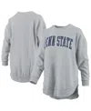 Pressbox Women's Gray Penn State Nittany Lions Melange Poncho Vintage Fleece Long Sleeve Pullover Sweatshirt
