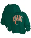 Pressbox Women's Green Miami Hurricanes Janise Arch Over Logo Waist Length Oversized Pullover Sweatshirt