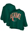 Pressbox Women's Green Miami Hurricanes Janise Arch Over Logo Waist Length Oversized Pullover Sweatshirt In Green