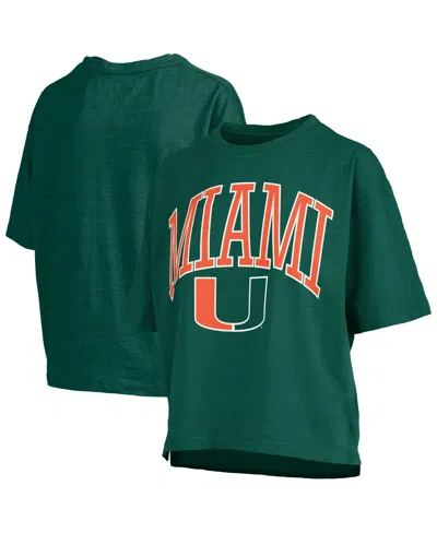 Pressbox Women's Green Miami Hurricanes Nelson Arch Over Logo Waist Length Oversized Slub T-shirt