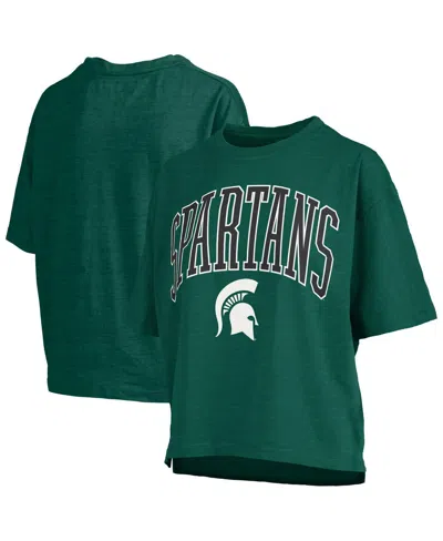 Pressbox Women's Green Michigan State Spartans Nelson Arch Over Logo Waist Length Oversized Slub T-shirt
