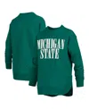 Pressbox Green Michigan State Spartans Quilted Long Sleeve Pullover Sweatshirt In Green