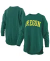 Pressbox Green Oregon Ducks Melange Poncho Vintage Fleece Long Sleeve Pullover Sweatshirt In Green
