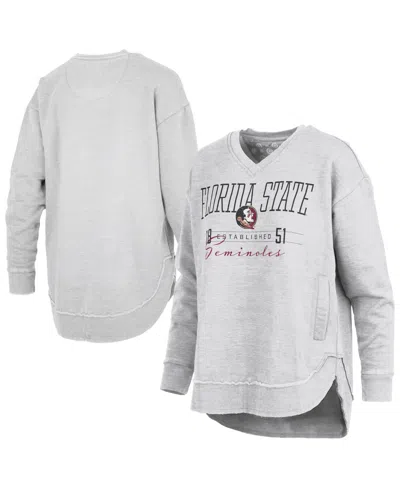 Pressbox Women's Heather Gray Florida State Seminoles Marcus East Hall Poncho V-neck Sweatshirt