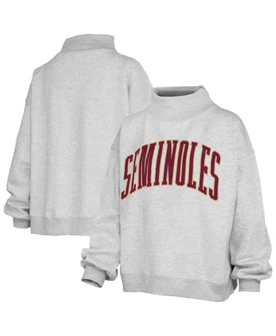Pressbox Women's Heather Gray Florida State Seminoles Oversized Nelson Mock Neck Sweatshirt