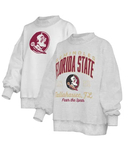 Pressbox Women's Heather Gray Florida State Seminoles Reversible Sweatshirt In White