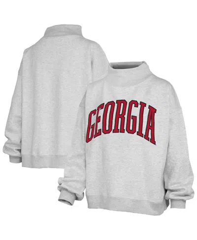 Pressbox Women's Heather Gray Georgia Bulldogs Oversized Nelson Mock Neck Sweatshirt In Animal Print