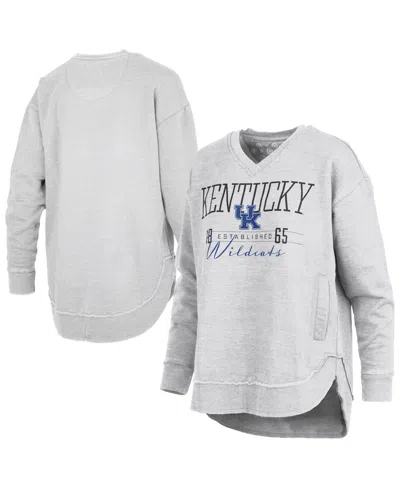 Pressbox Women's Heather Gray Kentucky Wildcats Marcus East Hall Poncho V-neck Sweatshirt