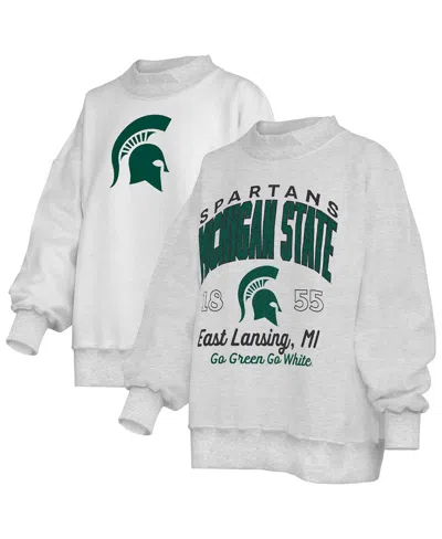 Pressbox Women's Heather Gray Michigan State Spartans Reversible Sweatshirt In Multi