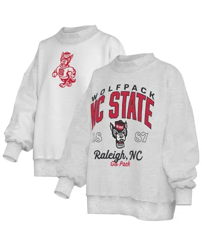 Pressbox Women's Heather Gray Nc State Wolfpack Reversible Sweatshirt