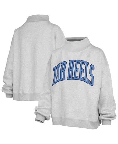 Pressbox Women's Heather Gray North Carolina Tar Heels Oversized Nelson Mock Neck Sweatshirt