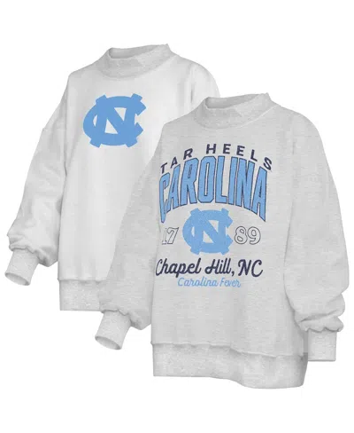 Pressbox Women's Heather Gray North Carolina Tar Heels Reversible Sweatshirt In White