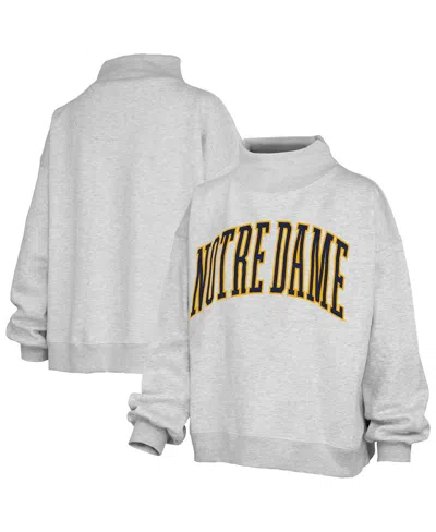 Pressbox Women's Heather Gray Notre Dame Fighting Irish Oversized Nelson Mock Neck Sweatshirt In Multi